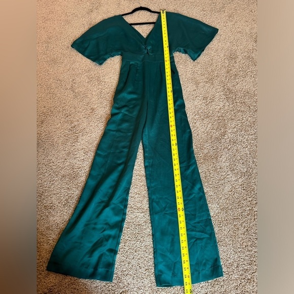 NWT NBD XS Elijah Emerald Green Holiday Wedding guest wide leg Revolve Jumpsuit - Picture 6 of 8